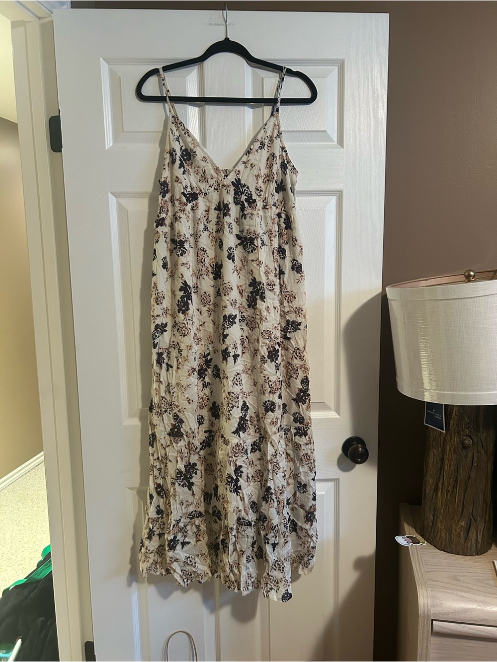 envy Floral Cream Maxi Dress with Black & Brown Print